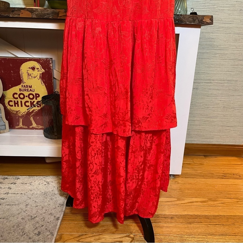 House of Harlow 1960 x Revolve Miriana Maxi Dress Red Ruffle Size Small Boho - Picture 6 of 7